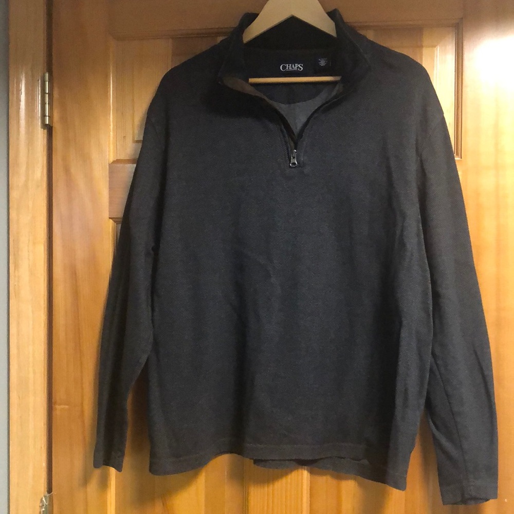 Men’s Chaps quarter-zip long sleeved pullover.